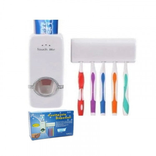 Dispensador de pasta dental de pared con porta-cepillos — Quiseya