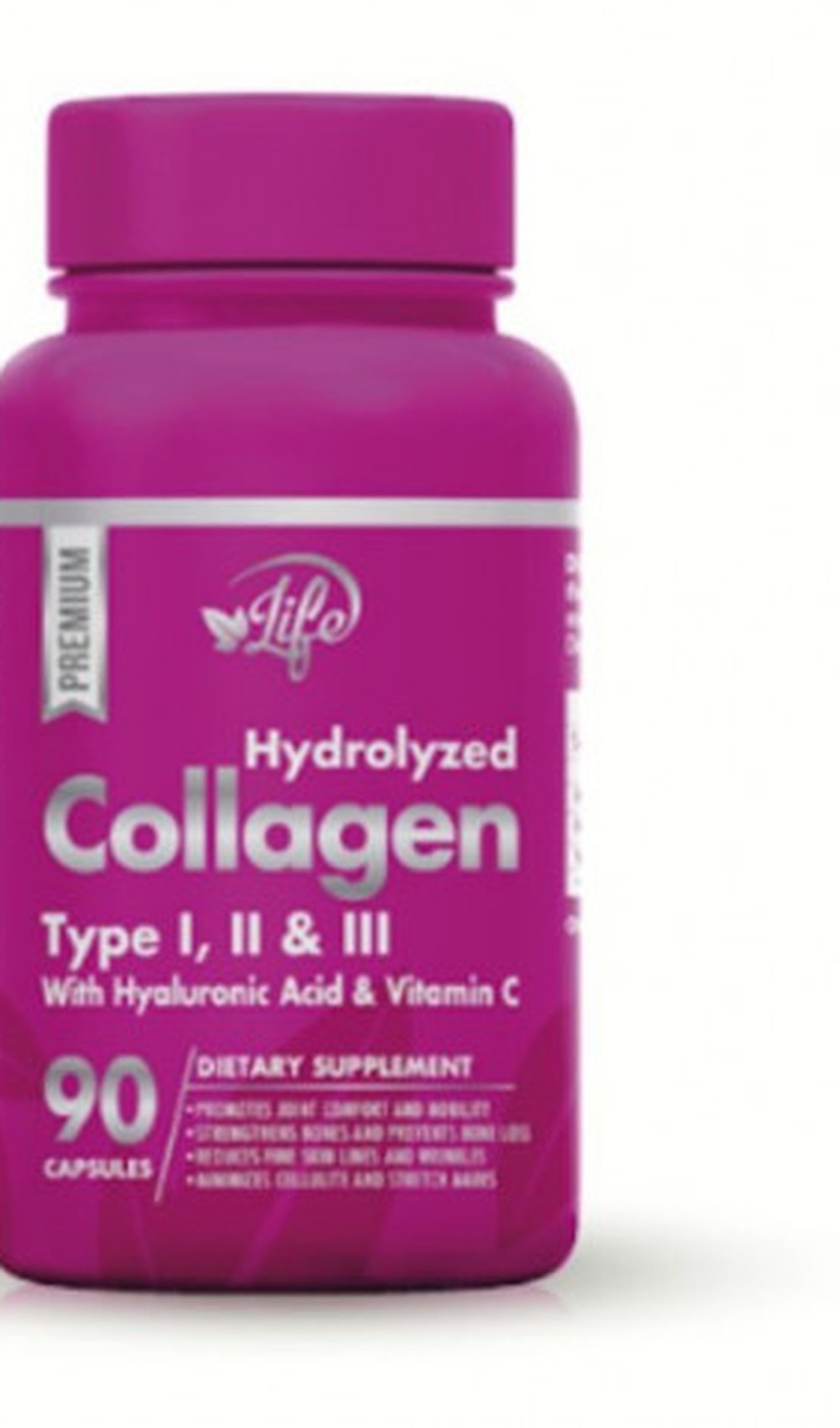 Colágeno hidrolizado 90 cápsulas tipos I, II y III con ácido hialurónico y vitamina C — Quiseya RD